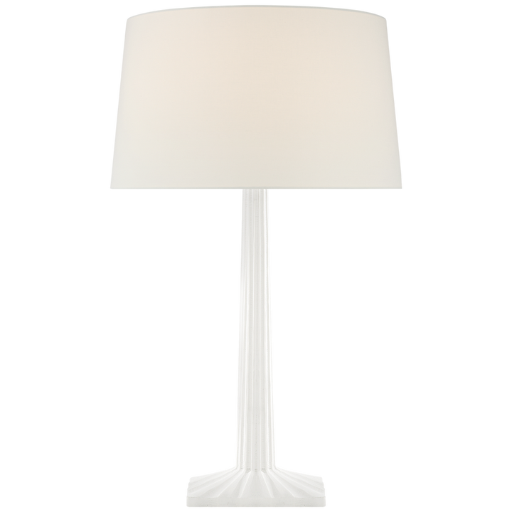 Suzan Fluted Column Table Lamp-Visual Comfort-VISUAL-CHA 8707WHT-L-Table LampsPlaster White-Linen Shades-6-France and Son