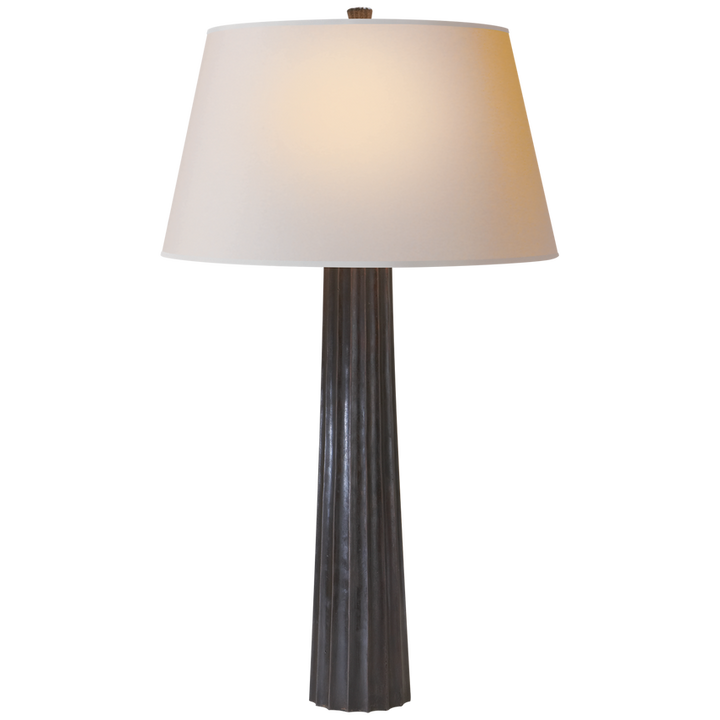 Ford Spire Large Table Lamp-Visual Comfort-VISUAL-CHA 8906AI-L-Table LampsAged Iron / Linen Shade-1-France and Son