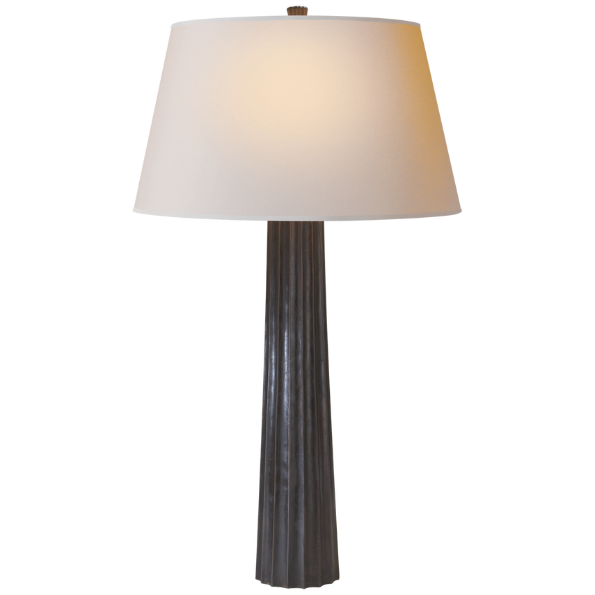 Ford Spire Large Table Lamp-Visual Comfort-VISUAL-CHA 8906AI-L-Table LampsAged Iron / Linen Shade-1-France and Son