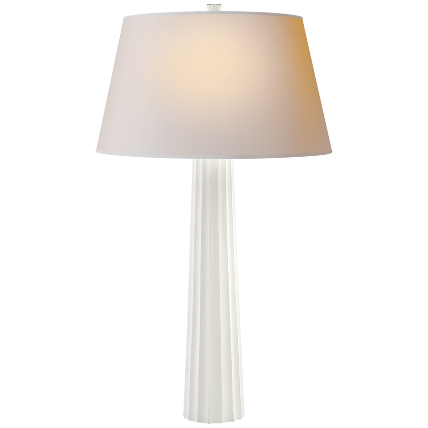 Ford Spire Large Table Lamp-Visual Comfort-VISUAL-CHA 8906WHT-L-Table LampsPlaster White / Linen Shade-3-France and Son