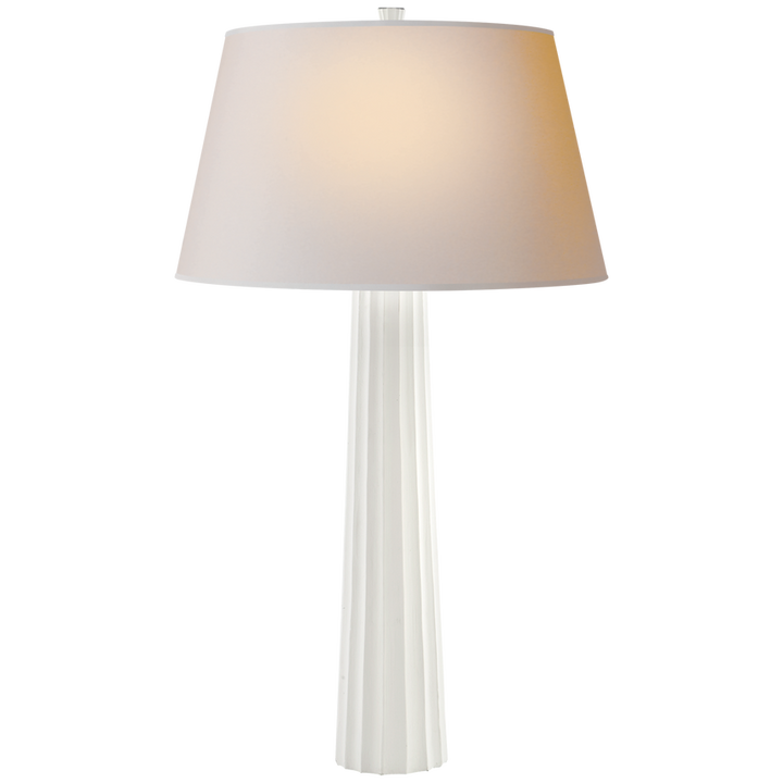 Ford Spire Large Table Lamp-Visual Comfort-VISUAL-CHA 8906WHT-L-Table LampsPlaster White / Linen Shade-3-France and Son