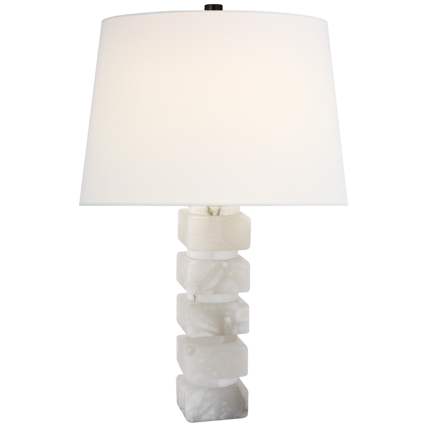 Sianna Sloane Stacked Table Lamp in Alabaster with Linen Shade