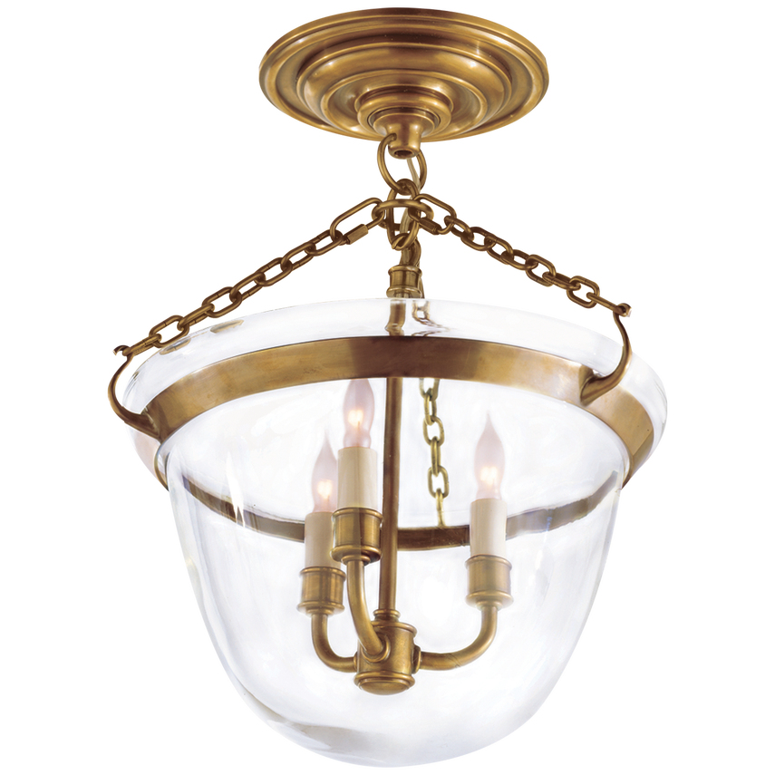 Cascade Semi-Flush Bell Jar Lantern-Visual Comfort-VISUAL-CHC 2109AB-Flush MountsAntique-Burnished Brass-1-France and Son
