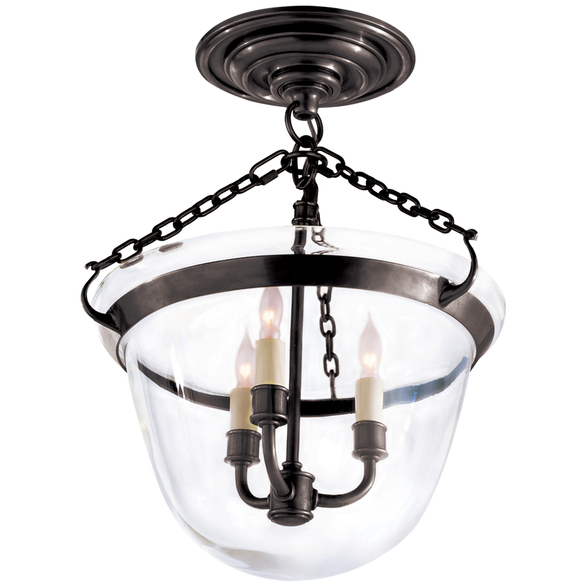 Cascade Semi-Flush Bell Jar Lantern-Visual Comfort-VISUAL-CHC 2109BZ-Flush MountsBronze-3-France and Son