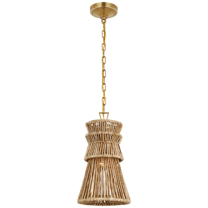 Anna 10" Pendant-Visual Comfort-VISUAL-CHC 5020AB/NAB-PendantsAntique-Burnished Brass / Natural Abaca-1-France and Son