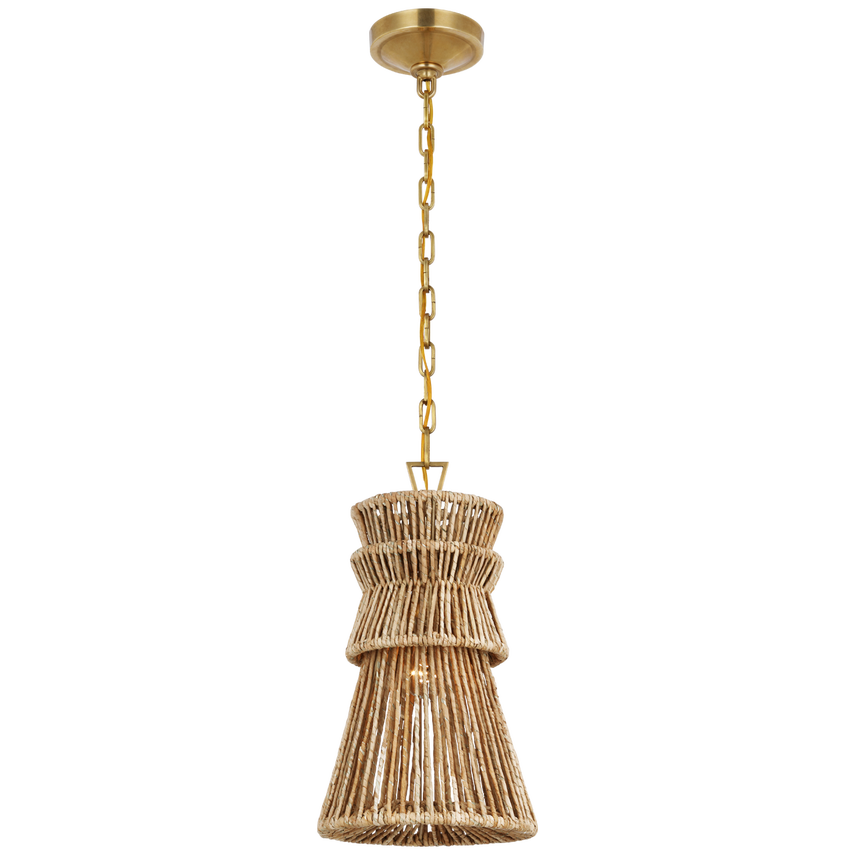 Anna 10" Pendant-Visual Comfort-VISUAL-CHC 5020AB/NAB-PendantsAntique-Burnished Brass / Natural Abaca-1-France and Son