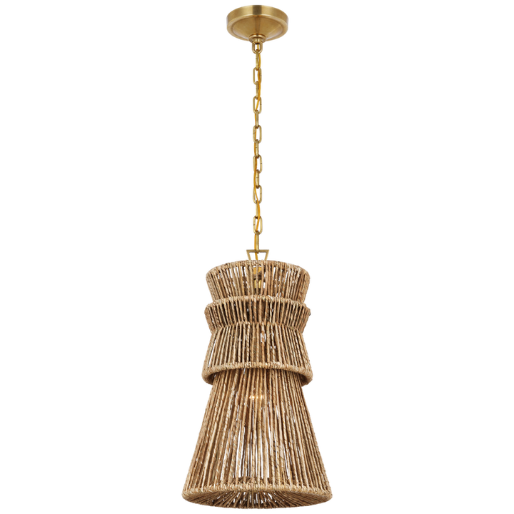 Anna 13" Pendant-Visual Comfort-VISUAL-CHC 5021AB/NAB-PendantsBurnished Brass and Natural Abaca-1-France and Son