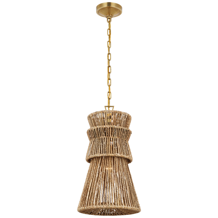 Anna 13" Pendant-Visual Comfort-VISUAL-CHC 5021AB/NAB-PendantsBurnished Brass and Natural Abaca-1-France and Son