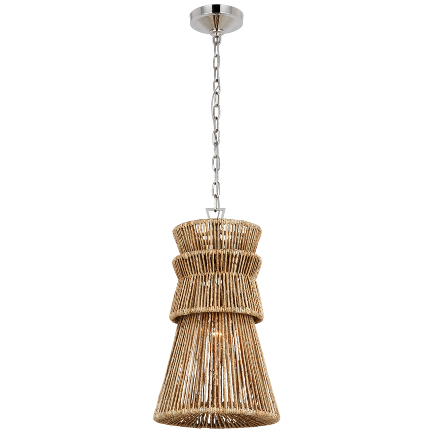 Anna 13" Pendant-Visual Comfort-VISUAL-CHC 5021PN/NAB-PendantsNickel and Natural Abaca-2-France and Son