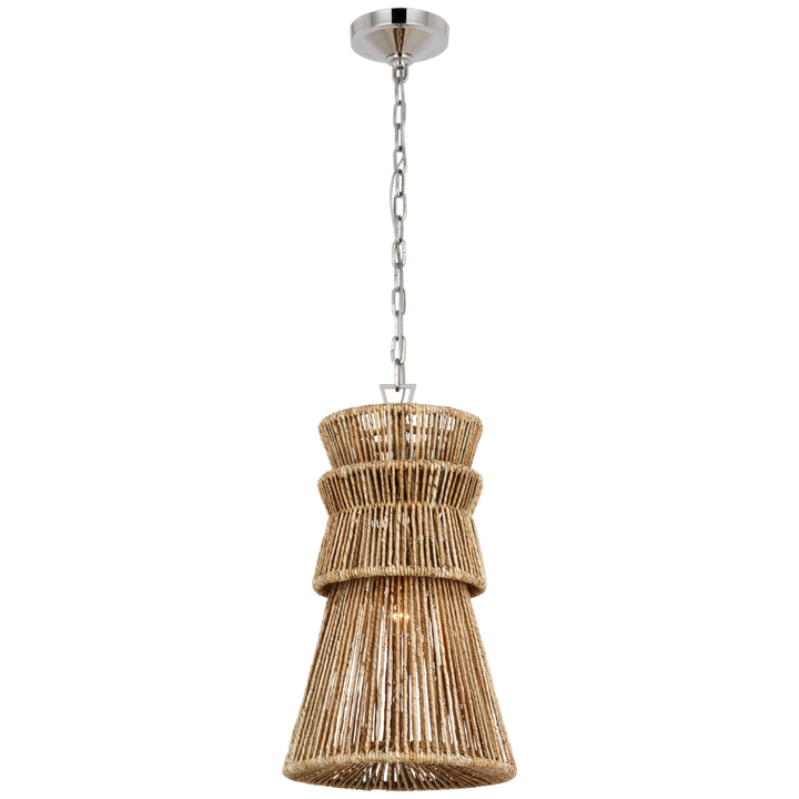 Anna 13" Pendant-Visual Comfort-VISUAL-CHC 5021PN/NAB-PendantsNickel and Natural Abaca-2-France and Son