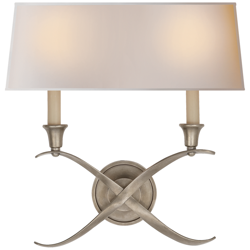 Cron Bouillotte Large Sconce-Visual Comfort-VISUAL-CHD 1191AN-NP-Wall LightingAntique Nickel / Natural Paper Shade-4-France and Son