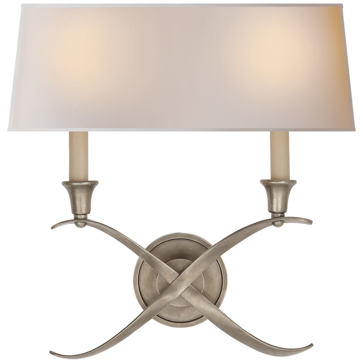 Cron Bouillotte Large Sconce-Visual Comfort-VISUAL-CHD 1191AN-NP-Wall LightingAntique Nickel / Natural Paper Shade-4-France and Son