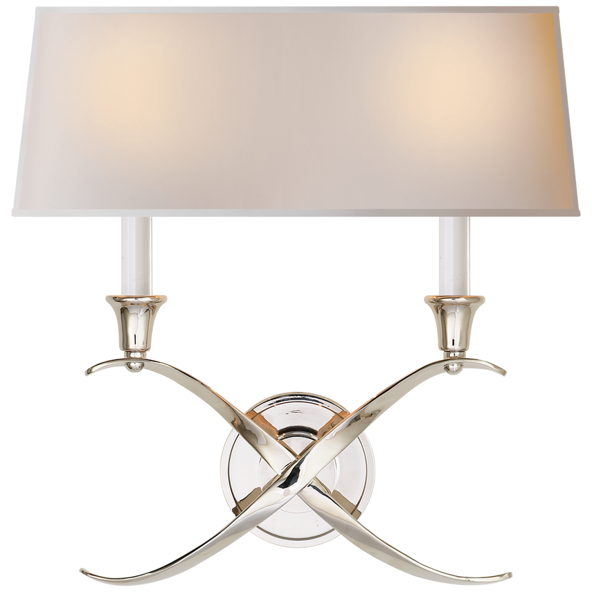 Cron Bouillotte Large Sconce-Visual Comfort-VISUAL-CHD 1191PN-NP-Wall LightingPolished Nickel / Natural Paper Shade-8-France and Son