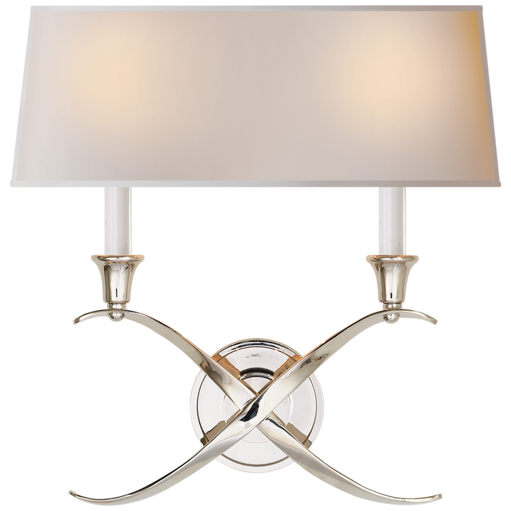 Cron Bouillotte Large Sconce-Visual Comfort-VISUAL-CHD 1191PN-NP-Wall LightingPolished Nickel / Natural Paper Shade-8-France and Son