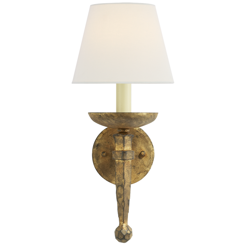 Irony Torch Sconce-Visual Comfort-VISUAL-CHD 1404GI-L-Wall LightingGilded Iron-Linen-3-France and Son