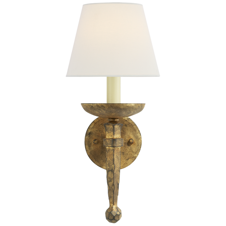 Irony Torch Sconce-Visual Comfort-VISUAL-CHD 1404GI-L-Wall LightingGilded Iron-Linen-3-France and Son