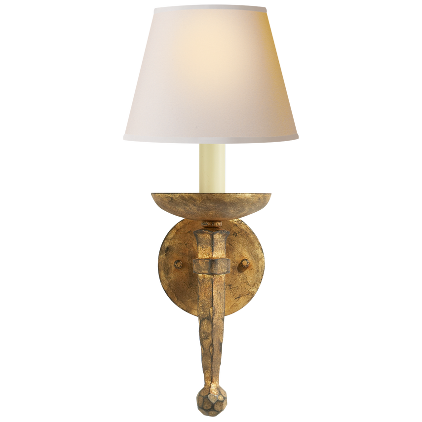 Irony Torch Sconce-Visual Comfort-VISUAL-CHD 1404GI-NP-Wall LightingGilded Iron-Natural Paper-4-France and Son