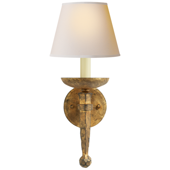 Irony Torch Sconce-Visual Comfort-VISUAL-CHD 1404GI-NP-Wall LightingGilded Iron-Natural Paper-4-France and Son