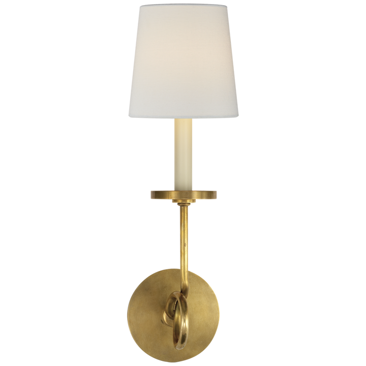 Syntric Twist Single Sconce-Visual Comfort-VISUAL-CHD 1610AB-L-Wall LightingAntique-Burnished Brass-Linen-1-France and Son