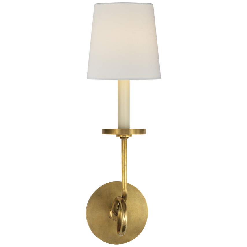 Syntric Twist Single Sconce-Visual Comfort-VISUAL-CHD 1610AB-L-Wall LightingAntique-Burnished Brass-Linen-1-France and Son