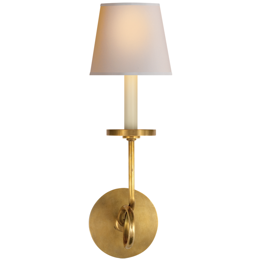Syntric Twist Single Sconce-Visual Comfort-VISUAL-CHD 1610AB-NP-Wall LightingAntique-Burnished Brass-Natural Paper-2-France and Son