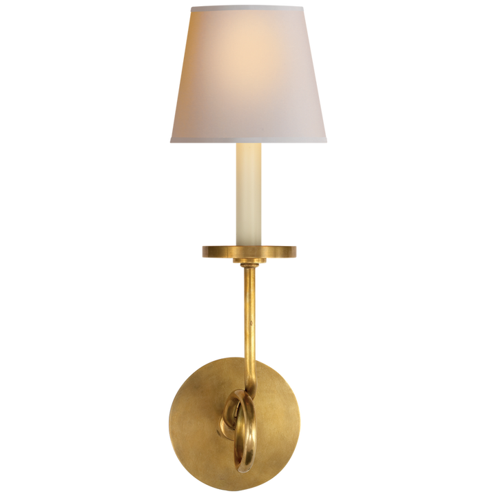 Syntric Twist Single Sconce-Visual Comfort-VISUAL-CHD 1610AB-NP-Wall LightingAntique-Burnished Brass-Natural Paper-2-France and Son