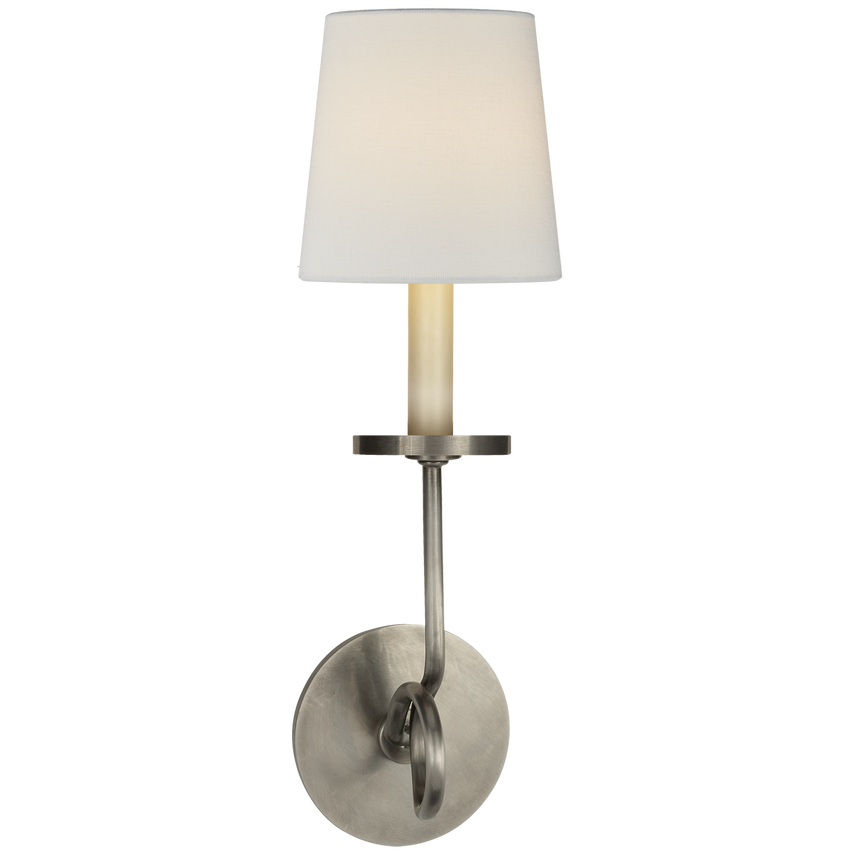 Syntric Twist Single Sconce-Visual Comfort-VISUAL-CHD 1610AN-L-Wall LightingAntique Nickel-Linen-3-France and Son