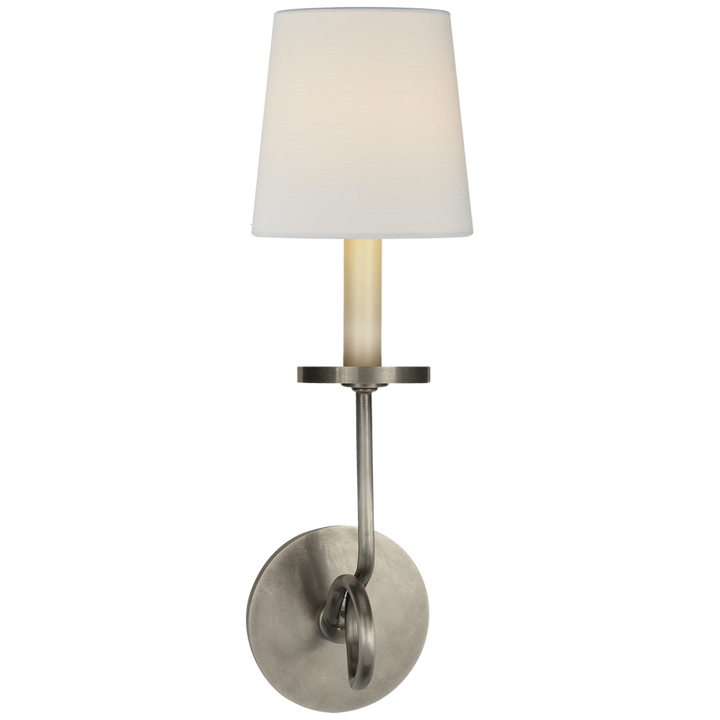 Syntric Twist Single Sconce-Visual Comfort-VISUAL-CHD 1610AN-L-Wall LightingAntique Nickel-Linen-3-France and Son