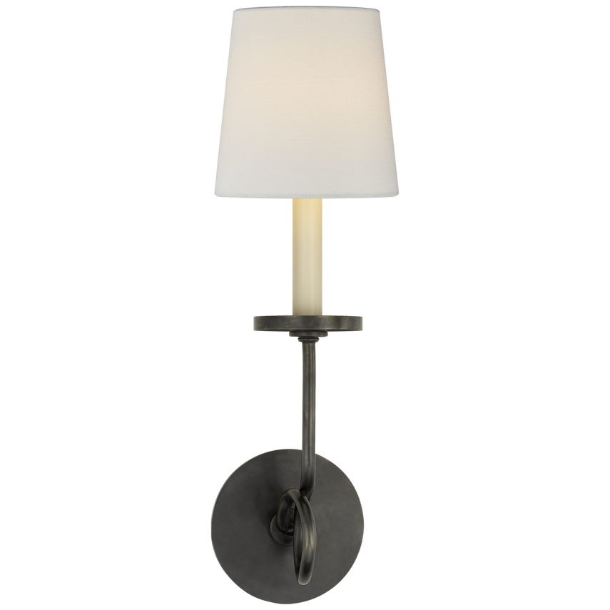 Syntric Twist Single Sconce-Visual Comfort-VISUAL-CHD 1610BZ-L-Wall LightingBronze-Linen-5-France and Son