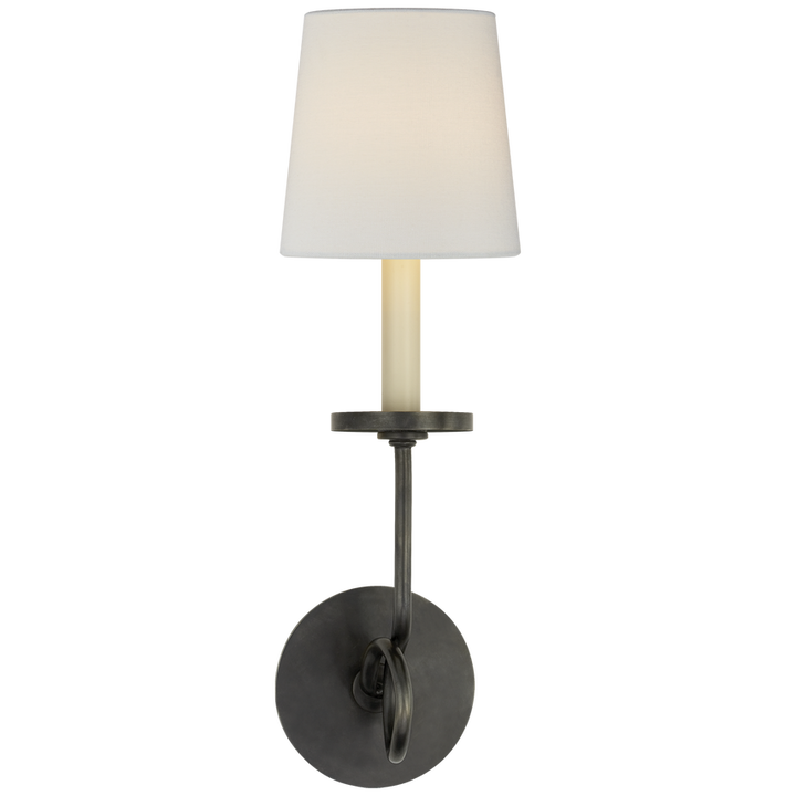 Syntric Twist Single Sconce-Visual Comfort-VISUAL-CHD 1610BZ-L-Wall LightingBronze-Linen-5-France and Son