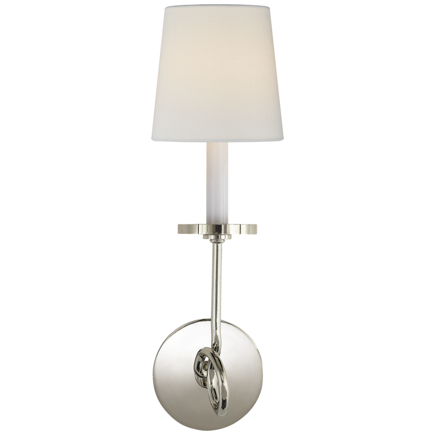 Syntric Twist Single Sconce-Visual Comfort-VISUAL-CHD 1610PN-L-Wall LightingPolished Nickel-Linen-7-France and Son