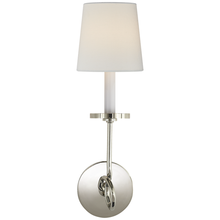 Syntric Twist Single Sconce-Visual Comfort-VISUAL-CHD 1610PN-L-Wall LightingPolished Nickel-Linen-7-France and Son