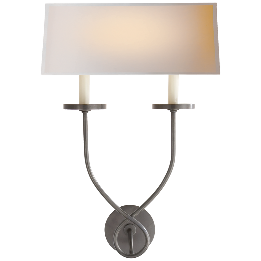 Syntric Twist Double Sconce-Visual Comfort-VISUAL-CHD 1612BZ-NP-Wall LightingBronze-Natural Paper Shade-6-France and Son