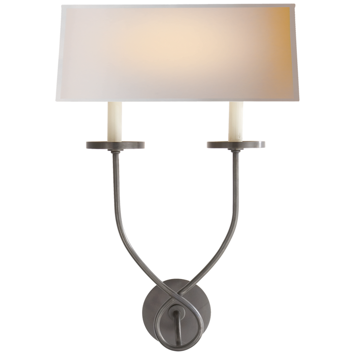 Syntric Twist Double Sconce-Visual Comfort-VISUAL-CHD 1612BZ-NP-Wall LightingBronze-Natural Paper Shade-6-France and Son