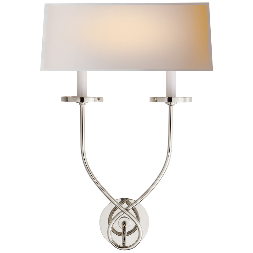 Syntric Twist Double Sconce-Visual Comfort-VISUAL-CHD 1612PN-NP-Wall LightingPolished Nickel-Natural Paper Shade-8-France and Son