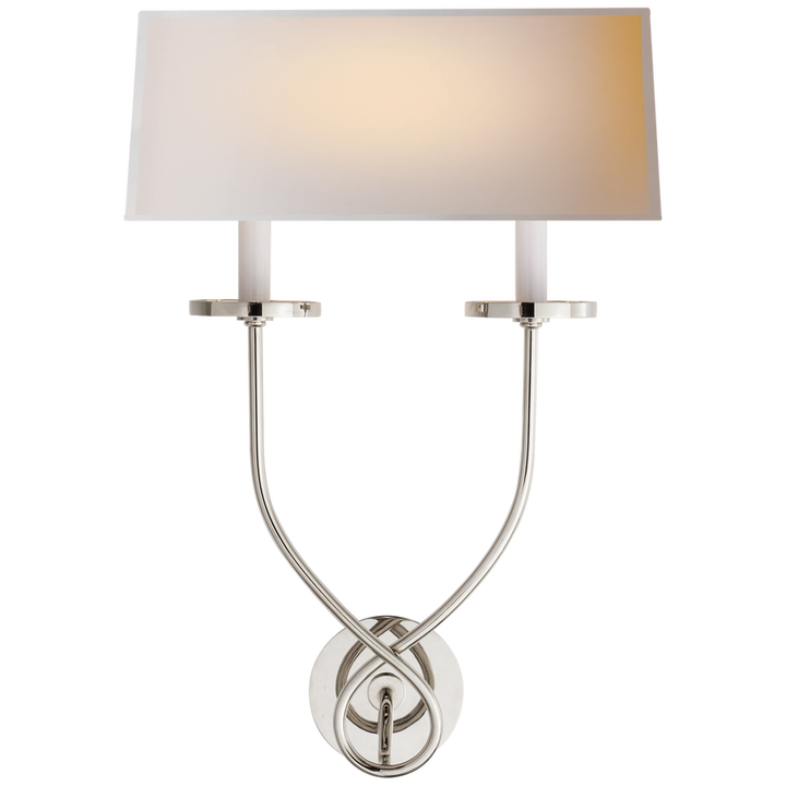 Syntric Twist Double Sconce-Visual Comfort-VISUAL-CHD 1612PN-NP-Wall LightingPolished Nickel-Natural Paper Shade-8-France and Son