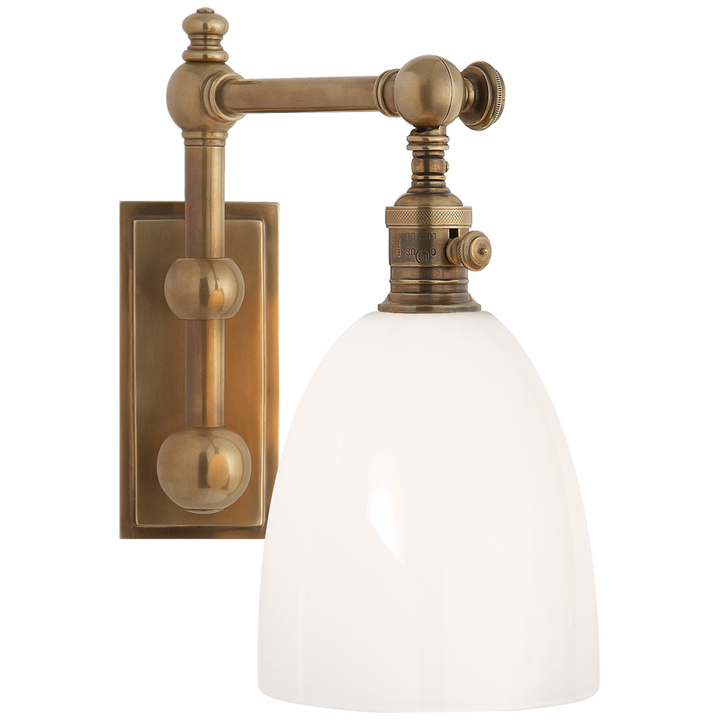 Palmlico Single Light-Visual Comfort-VISUAL-CHD 2153AB-WG-Wall LightingAntique-Burnished Brass-White Glass-1-France and Son
