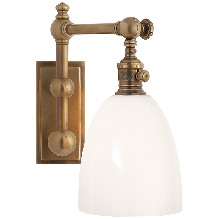 Palmlico Single Light-Visual Comfort-VISUAL-CHD 2153AB-WG-Wall LightingAntique-Burnished Brass-White Glass-1-France and Son