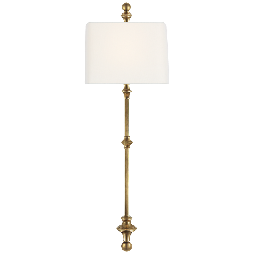 Cedar Stanchion Wall Light-Visual Comfort-VISUAL-CHD 2300AB-L-Wall LightingAntique-Burnished Brass / Linen Shade-1-France and Son