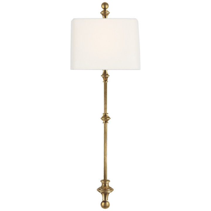 Cedar Stanchion Wall Light-Visual Comfort-VISUAL-CHD 2300AB-L-Wall LightingAntique-Burnished Brass / Linen Shade-1-France and Son