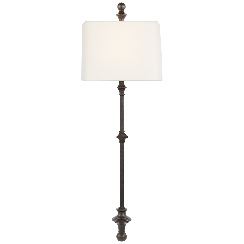 Cedar Stanchion Wall Light-Visual Comfort-VISUAL-CHD 2300AI-L-Wall LightingAged Iron / Linen Shade-3-France and Son