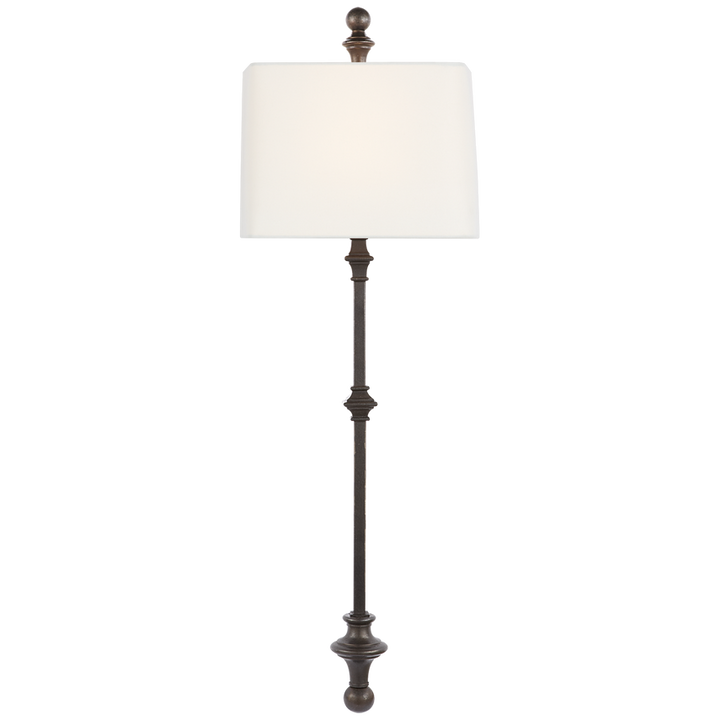 Cedar Stanchion Wall Light-Visual Comfort-VISUAL-CHD 2300AI-L-Wall LightingAged Iron / Linen Shade-3-France and Son