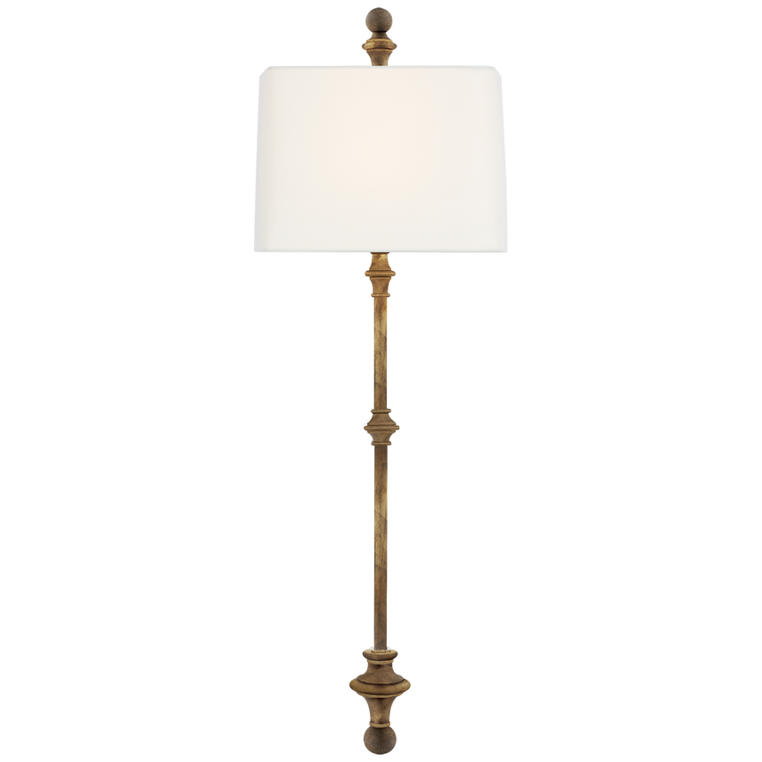 Cedar Stanchion Wall Light-Visual Comfort-VISUAL-CHD 2300GI-L-Wall LightingGilded / Linen Shade-5-France and Son