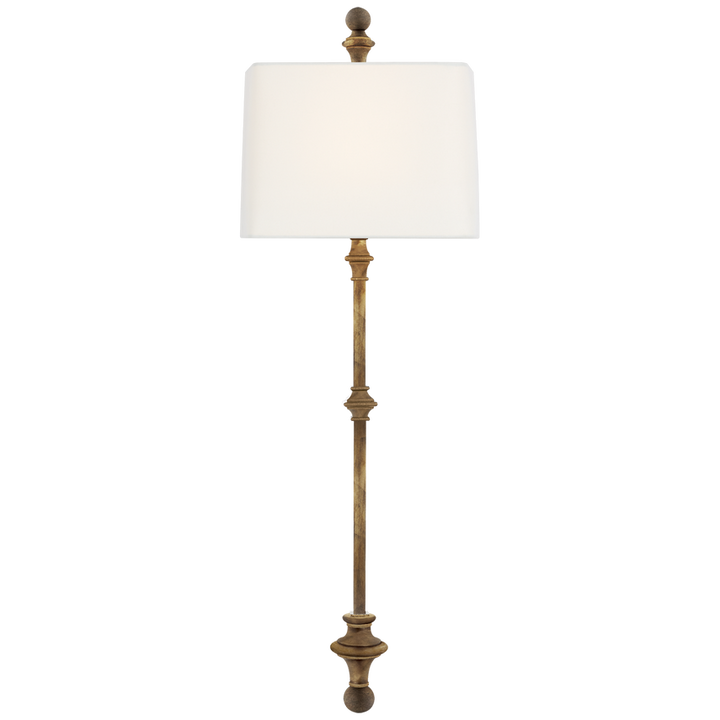 Cedar Stanchion Wall Light-Visual Comfort-VISUAL-CHD 2300GI-L-Wall LightingGilded / Linen Shade-5-France and Son