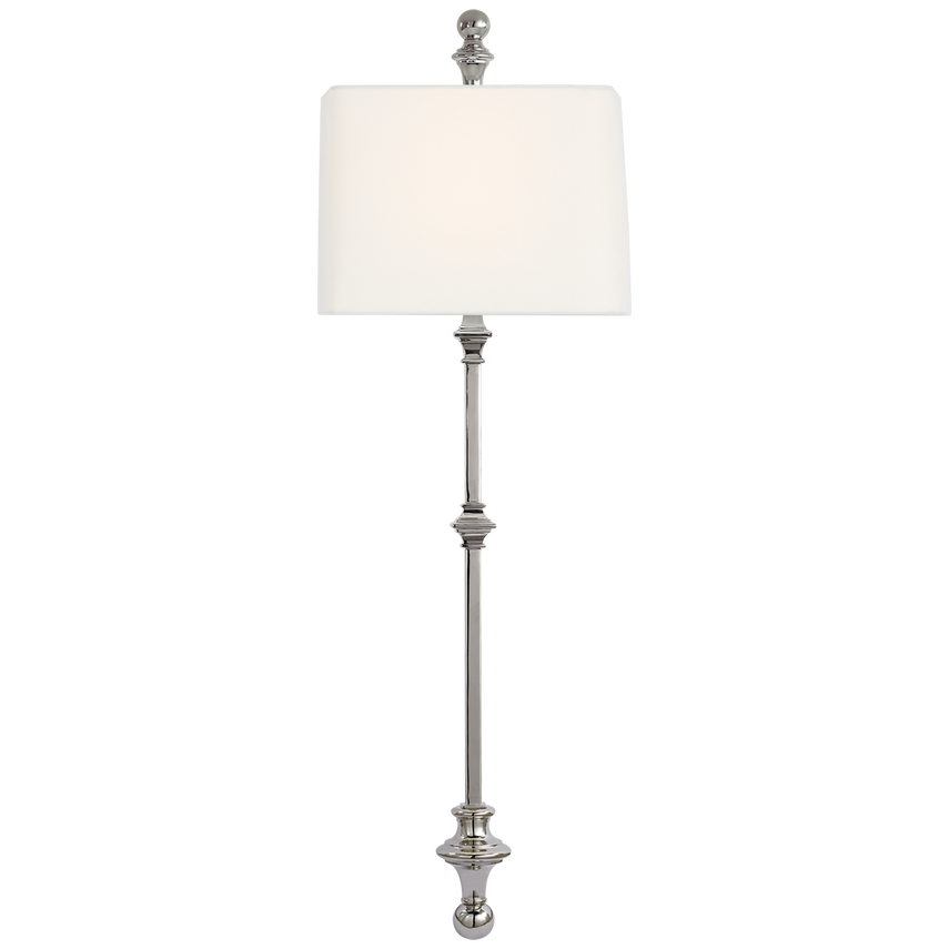 Cedar Stanchion Wall Light-Visual Comfort-VISUAL-CHD 2300PN-L-Wall LightingPolished Nickel / Linen Shade-7-France and Son