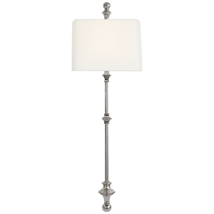 Cedar Stanchion Wall Light-Visual Comfort-VISUAL-CHD 2300PN-L-Wall LightingPolished Nickel / Linen Shade-7-France and Son