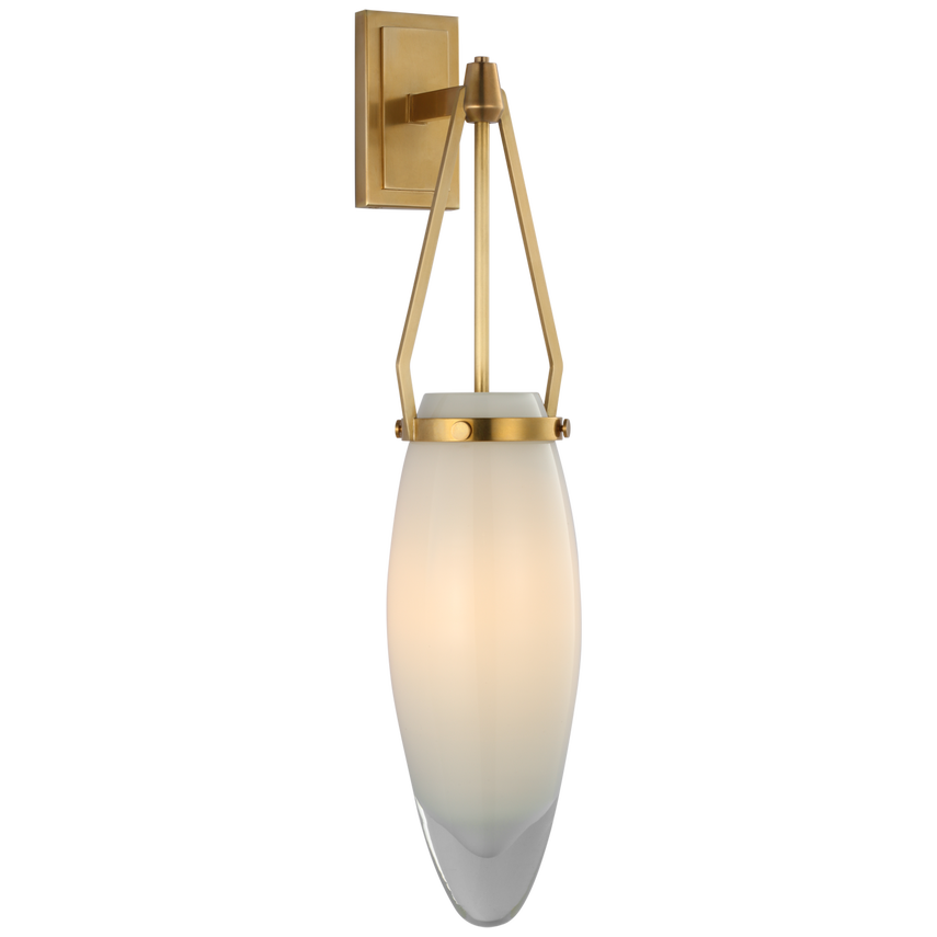 Myra Medium Bracketed Sconce-Visual Comfort-VISUAL-CHD 2420AB-WG-Wall LightingAntique-Burnished Brass with White Glass-1-France and Son