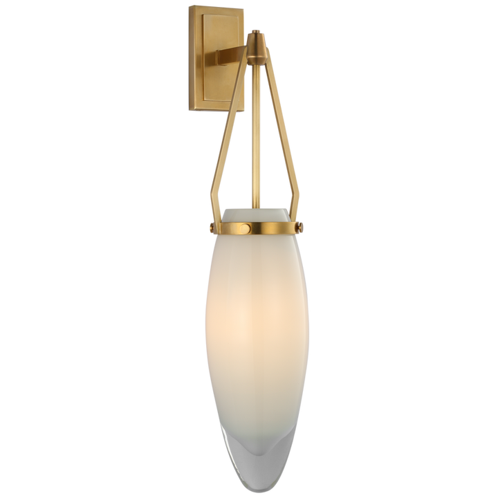 Myra Medium Bracketed Sconce-Visual Comfort-VISUAL-CHD 2420AB-WG-Wall LightingAntique-Burnished Brass with White Glass-1-France and Son