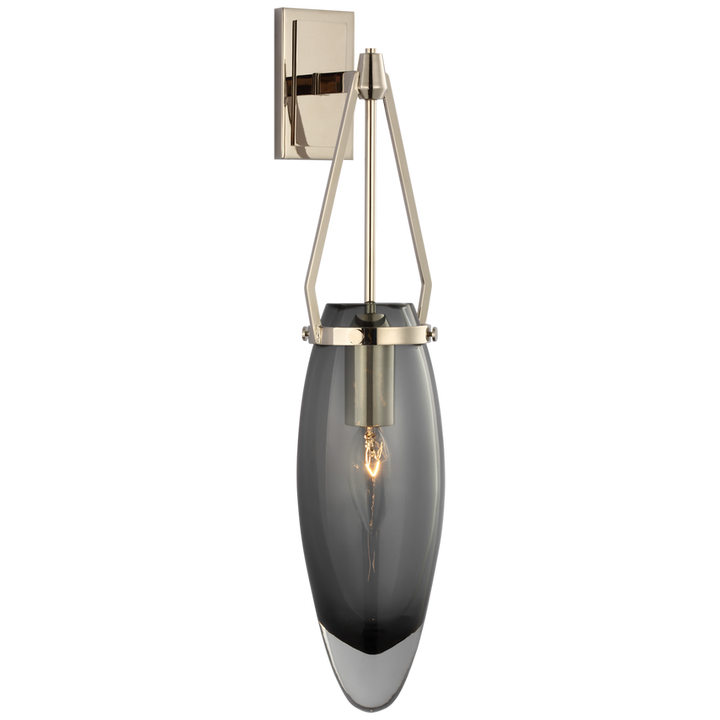 Myra Medium Bracketed Sconce-Visual Comfort-VISUAL-CHD 2420PN-SMG-Wall LightingPolished Nickel with Smoked Glass-3-France and Son