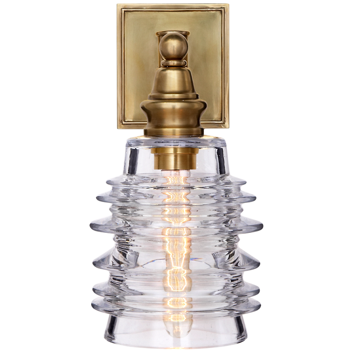 Cavelleine Sconce-Visual Comfort-VISUAL-CHD 2472AB-CG-Wall LightingRibbed Wide Glass-Antique-Burnished Brass-1-France and Son